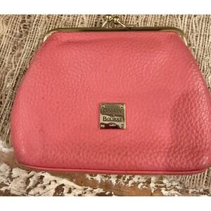 Dooney and Bourke Pebble Leather Large Kisslock Coin Purse Bubblegum Pink